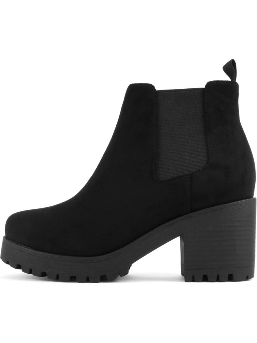 Stylish Ankle Boots with Lug Sole, Elastic Gore, and Chunky Heel - Trendy